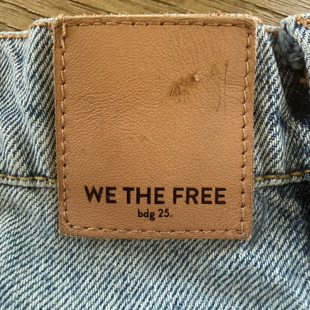 Free People High-Waist Distressed Denim Mini Skirt - Light Blue - Picture 3 of 3